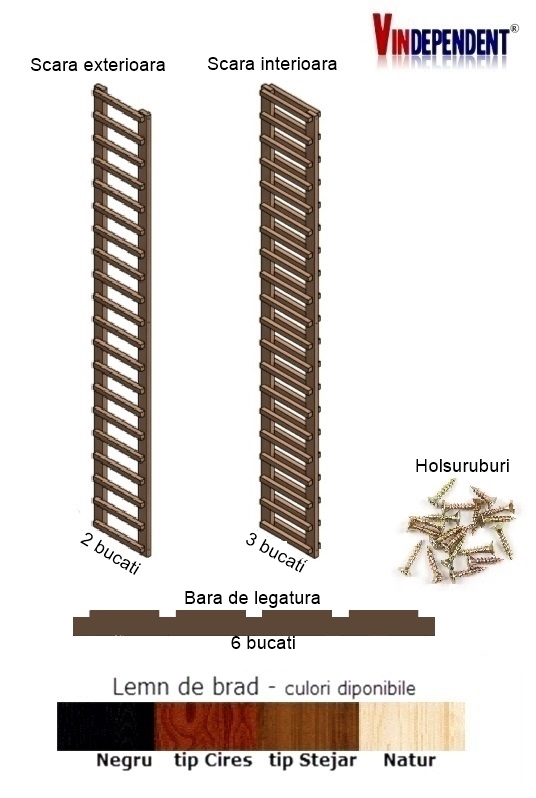 Raft din lemn pentru 80 de sticle