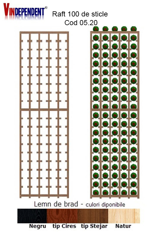 Raft din lemn pentru 100 de sticle