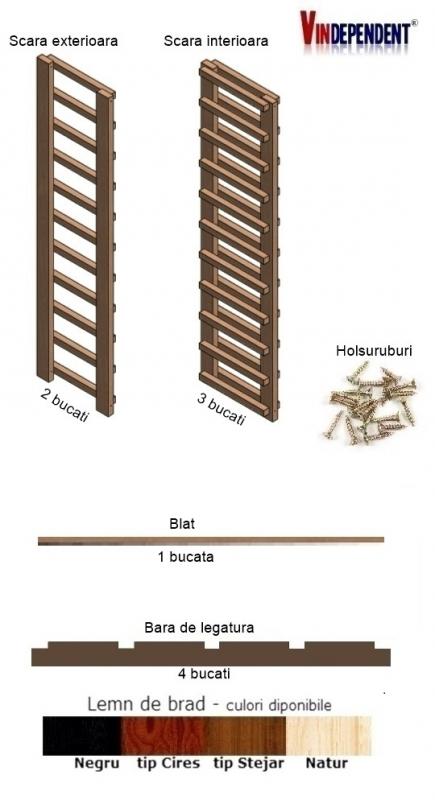 Raft din lemn cu blat pentru 40 de sticle